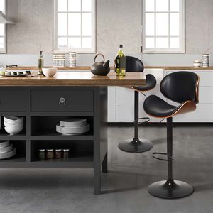 Set di 2 Sgabelli da Bar Girevoli Regolabili in Pelle PU con Poggiapiedi Curvo per Uso Interno in Cucina - Product Image 4