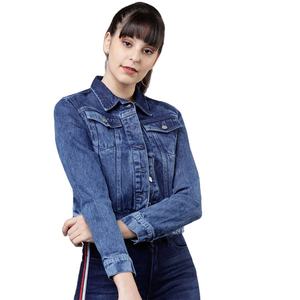 Venta al por mayor de Invierno Denim Mujeres Outwear Transpirable Bolsillo Costura Jeans Chaqueta Bajo Costo Mejor Calidad - Product Image 1