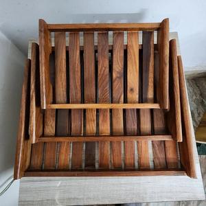 Plateau de service en bois naturel au design luxueux avec poignées découpées, idéal pour le petit-déjeuner au lit, les fêtes et la décoration intérieure - Product Image 3