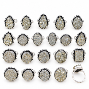 Real Adjustable Polished Mixed Natural Stone <b>Rings</b> Pyrite Amethyst Lapis Lazuli Sulemani <b>Labradorite</b> Handmade Love Gemstone - Product Image 5