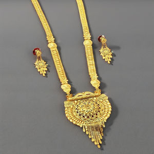 Venta al por mayor de joyería de moda 14K 18K 24K Micro chapado en oro largo, formando collares largos, conjunto de joyería larga de diseño floral tradicional - Product Image 2