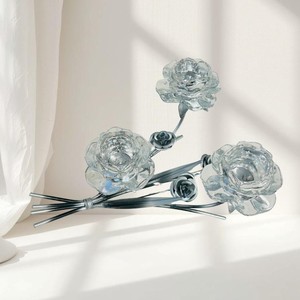 Candélabre en cristal rose, acier inoxydable, décoration d'intérieur, porte-bougie de mariage, design métallique durable - Product Image 4