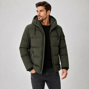 Abrigo Térmico con Capucha Tejido a Medida Unisex Tallas Grandes, Cremallera, Cuello Alto, Transpirable, Estilo Urbano, Poliéster/Algodón, Relleno de 300g - Product Image 4