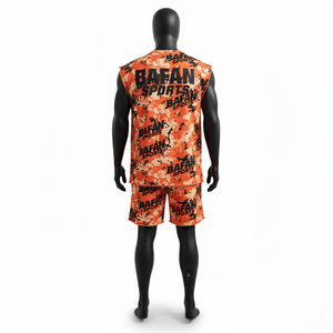 Conjunto deportivo de camiseta sin mangas y pantalones cortos para hombre, diseño premium de poliéster con logotipo sublimado, conjunto de camiseta sin mangas y pantalones cortos para hombre - Product Image 2