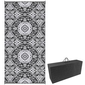Tappeto da Esterno Reversibile Grigio e Bianco 9FT X 18FT, Impermeabile in Plastica Intrecciata, Portatile per Campeggio RV e Picnic in Giardino - Product Image 1