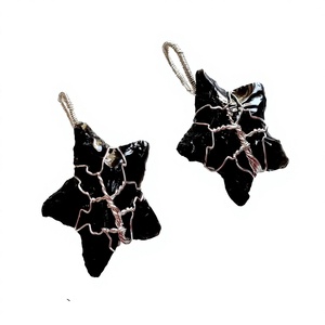Wholesale Natural Agate Black Obsidian Moon <b>Tree</b> Life Trendy Wire Wrapped <b>Crystal</b> Healing Religious Charm - Product Image 1