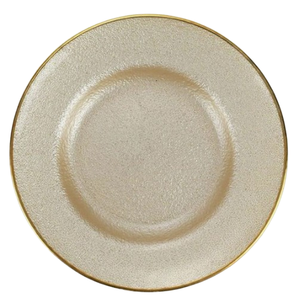 Round Metal Charger <b>Plate</b> with Gold Rim Glam Design for Wedding Table Setting charger <b>plate</b> - Product Image 1