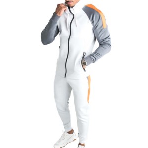 Men's <b>White</b> Gray Orange Solid Breathable Hooded Sweatshirt Set Casual <b>Jogger</b> Pants Streetwear Winter Wear - Product Image 1
