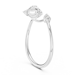 Anillo Minimalista con Motivo de Capullo Floral en Oro Amarillo Sólido de 14k con Diamantes Cultivados en Laboratorio de Corte Redondo, Anillo de Boda Clásico, Regalo para Ella - Product Image 4
