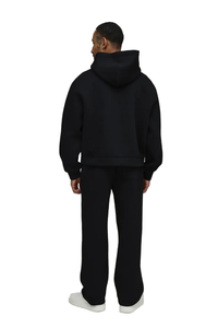 Modern Casual Pullover Adjustable Hood Kangaroo Pocket Ribbed Hem Relaxed Silhouette <b>Long</b> Sleeve Stylish <b>Oversized</b> Men <b>Hoodie</b> - Product Image 5