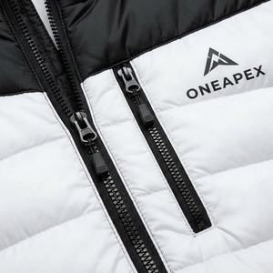 Veste matelassée à capuche pour homme Oneapex personnalisée, couleur noir et blanc, légère, pour l'hiver et les activités de plein air - Product Image 4