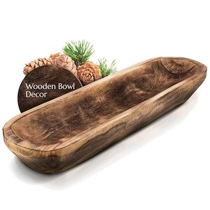 ชามไม้ทำมือสไตล์เรียบง่ายสำหรับใส่อาหารตกแต่งโต๊ะสไตล์ฟาร์มเฮาส์ - Product Image 2