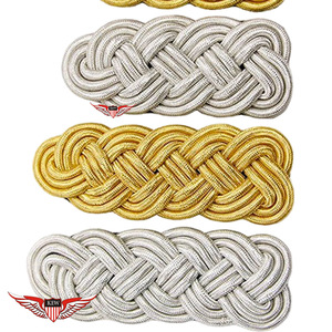 KEW Premium - Par de hombreras trenzadas vintage ecológicas con bordado de hilo de oro y plata para uniforme alemán - Product Image 3