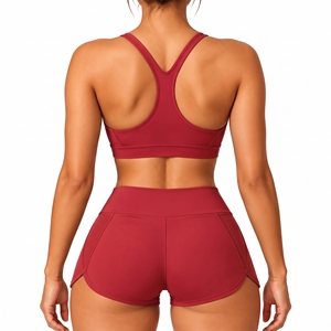 Conjunto Deportivo de Dos Piezas para Mujer, Transpirable, con Top Deportivo de Cintura Alta y Pantalones Cortos de Yoga - Product Image 2