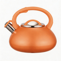 Bouilloire sifflante de cuisine en acier inoxydable 3L avec couvercle et bouton en nylon colorés