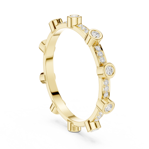 Bague éternité en or jaune avec diamants pour femme, diamants taille ronde, bijoux pour mariage et anniversaire - Product Image 3