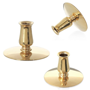 Brass Metal Candle Holder for Table Decoration at Festivals Weddings Brass Candle <b>Stand</b> with Round Base - Product Image 6