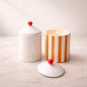 Bougie en céramique élégante avec couvercle, mèche unique, longue durée de combustion, finition lisse et brillante, durable, décorative, rangement, décoration intérieure, cadeau - Product Image 1