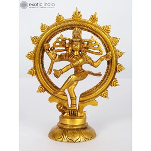 7 pouces fait à la main Nataraja Sculpture Dancing Lord Shiva en laiton fabriqué en Inde - Product Image 2