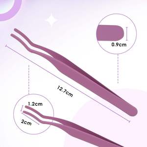 Pince à épiler de précision en acier inoxydable durable de 10 mm, pointe incurvée, outil de maquillage pour salon de beauté et sourcils - Product Image 2