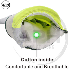 Guantes de Trabajo Reforzados de Cuero Resistente con Puño de Lona de Alta Visibilidad, Construcción Duradera, Guantes Industriales - Product Image 3