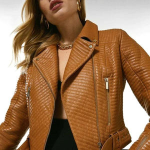 Chaqueta de cuero para mujer, ropa exterior cálida y cómoda, prenda de moda para clima frío. - Product Image 1