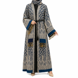 Premium Elegant Pashmina Abaya for Women | Traditional Paisley Print Breathable Lightweight <b>Ankle</b> Length Long Sleeve Prayer Wear - Product Image 2