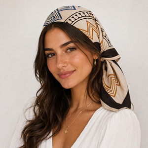Craftjaipur 100% Pure Organic Cotton Bandana <b>Square</b> <b>Scarf</b> 21x21 Inch Breathable Multifunctional Block Printed Face Handkerchief - Product Image 1