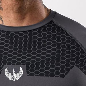 Men’s Charcoal Grey Short Sleeve Compression Training T Shirt Athletic Performance Gym Workout Fitness Sportswear Top - Product Image 5