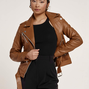 Nouvelle arrivée : veste en cuir de vachette pour femmes, broderie personnalisée, vestes en cuir tendance en gros - Product Image 4