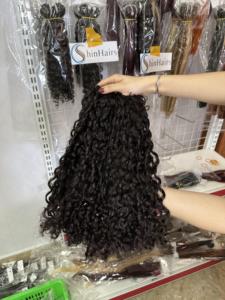 100% Human Hair Extension Unprocessed Double Drawn Vietnamese Virgin Weft Extension Bone Straight 190% Density 52cm <b>Head</b> Size - Product Image 2
