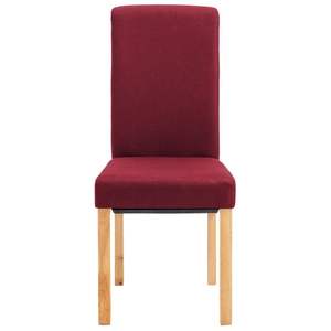 Ensemble de 4 chaises de salle à manger en tissu rouge avec structure en bois, style classique - Product Image 4