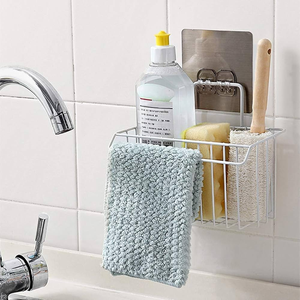Wall Mounted Steel Sponge Holder <b>Rack</b> With Towel Bar <b>Kitchen</b> Bathroom <b>Storage</b> Organizer Minimalist Design - Product Image 4