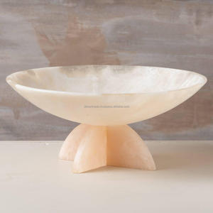 Natural White <b>Stone</b> Decorative Bowl with Solid Marble Base for Luxury Home Decor Centrepiece Tabletop Accent Fruit Tray Display - Product Image 1