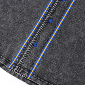 เสื้อเบสบอลเดนิมสีดำ SGRHO แขนสั้นติดกระดุมด้านหน้า ชุดทีมกีฬาระดับพรีเมียม เสื้อเบสบอลลำลองสำหรับฝึกซ้อมกีฬา - Product Image 6