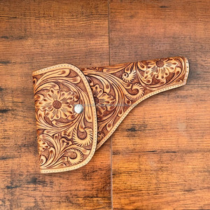 ซองปืนล่าสัตว์หนังวัวคาวบอยแกะสลักจริงทำจากหนังวัวแท้แบบมีห่วงที่ทำด้วยมือสไตล์ตะวันตกสุดหรู - Product Image 2