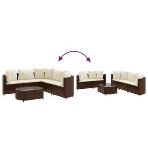 Ensemble de 5 canapés de patio marron crème pour la détente en jardin - Product Image 6