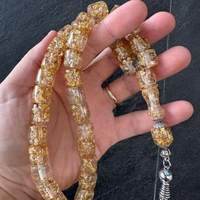 Chapelet religieux Tasbih Faturan, artisanat artistique original, traditionnel, 100% résine, haute qualité, fait main, émaillé, 45 perles, turquoise