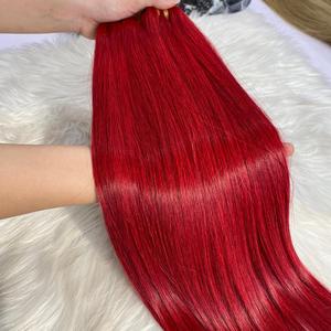2024 Paquete de calidad superior Trama Hueso Recto Color rojo Mujeres Extensiones de cabello Cabello crudo - Product Image 5