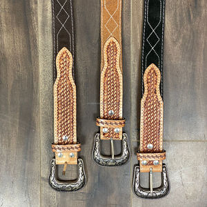 Ceintures en cuir suédé de qualité supérieure faites à la main avec point de botte et tissage de panier occidental ceintures de Cowboy et de Cowgirl en cuir de vache pour hommes et femmes - Product Image 4