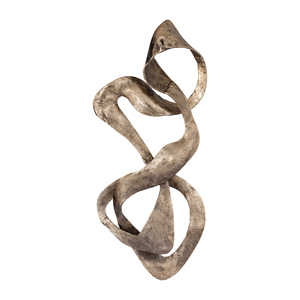 Escultura Moderna de Cinta Abstracta Dorada sobre Base de Mármol, Estatua Metálica Vertical de Lujo para Sala de Estar, Oficina de Alta Gama, Decoración de Estantería - Product Image 4