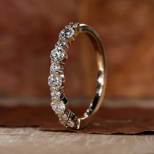 Round Diamond Eternity Band Wedding <b>Ring</b> Half Eternity <b>Stacking</b> <b>Ring</b> Dainty Diamond Band for Women - Product Image 1