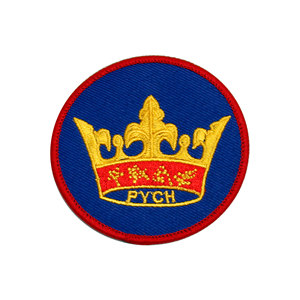 Custom Embroidered Gold Crown Patch with PYCH Design Iron-On for Hats & Apparel Canvas <b>Material</b> - Product Image 1