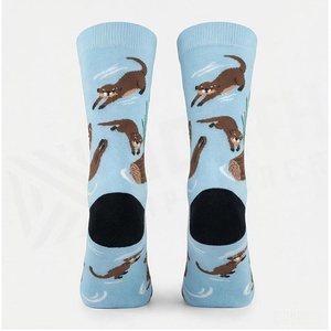 North Approach Crew <b>Socks</b> Otter Pattern Blue Breathable Adult Casual <b>Socks</b> Summer Season - Product Image 2