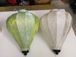 Premium Silk Fabric Lanterns Diverse Shapes Garlic Acorn UFO Sizes 20-60cm with Traditional Floral Patterns - Product Image 4