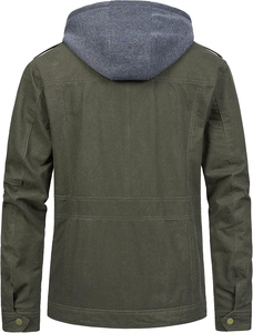 Men's Polyester/Cotton Blend Knitted Embroidered Loose Stand Collar Breathable Windproof <b>Wool</b>-Lined Single Button Casual Jacket - Product Image 3
