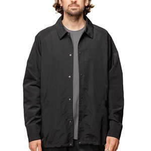 "OEM Custom <b>Black</b> Casual Jacket for Men | Lightweight <b>Windbreaker</b> with Adjustable Cuffs and Button Closure Men's Jackets - Product Image 1