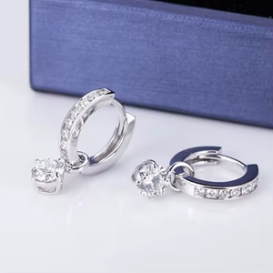 Boucles d'oreilles en or blanc avec diamants ronds couleur D certifiés IGI, style classique, bijoux de mariage pour femmes - Product Image 4