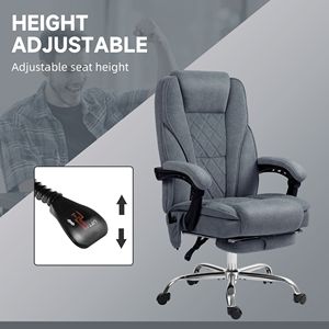 Sedia da Ufficio Massaggiante Grigio Antracite, Reclinabile e Riscaldata, con Poggiapiedi Regolabile in Altezza, per Dirigenti, Realizzata in Legno - Product Image 5