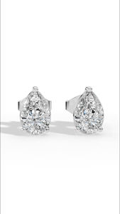 ต่างหูเพชรทรงลูกแพร์เจียระไนสามง่าม ดีไซน์เรียบหรู ยาวพิเศษ เพชรเพาะเลี้ยง ทอง 10K เครื่องประดับหรูหรา ขายส่ง - Product Image 3